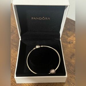 Pandora Silver Bracelet with Purple Bead Charm with Original Box